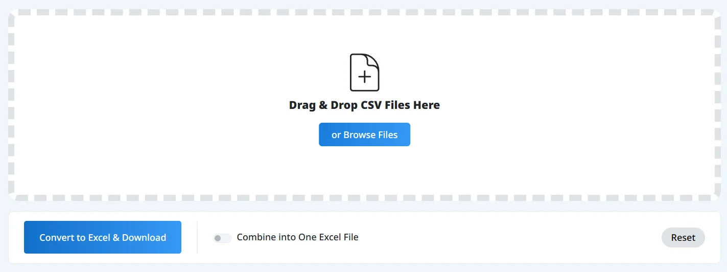 Pantalla de subida de archivos CSV