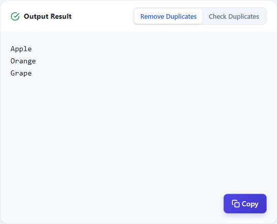 Get the Results with Duplicates Removed