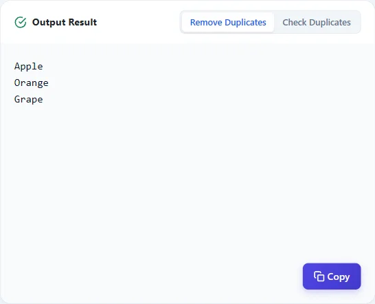 Get the Results with Duplicates Removed