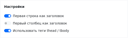 Экран настроек параметров