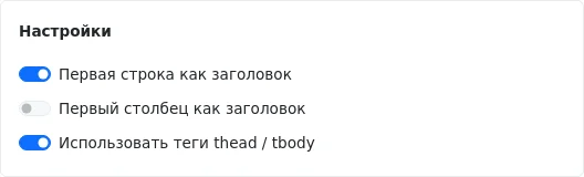 Экран настроек параметров