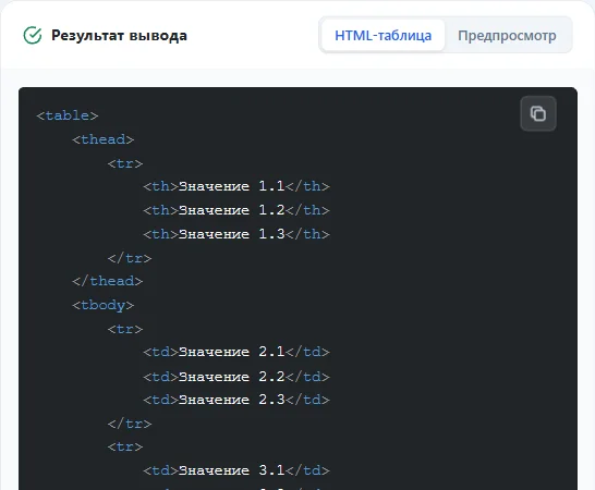 Скопируйте готовый HTML-код для использования