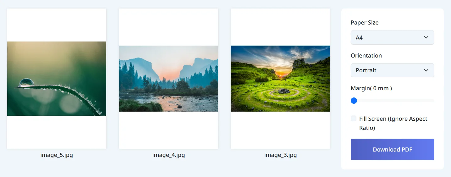 用紙サイズや余白を設定する画面の例