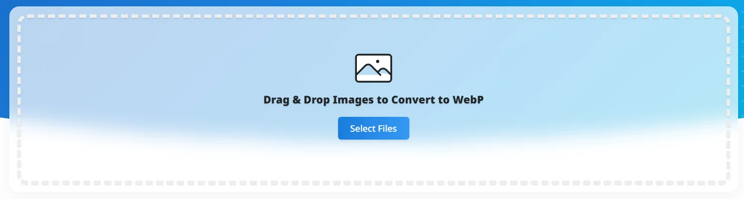 WebP 변환 도구 업로드 화면