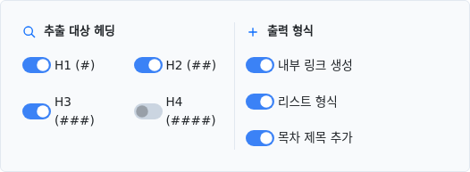 목차 생성 사용자 정의 (리스트 및 앵커 링크 옵션)
