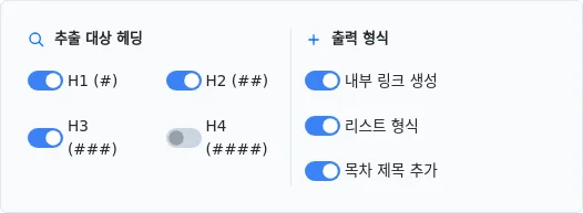 목차 생성 사용자 정의 (리스트 및 앵커 링크 옵션)