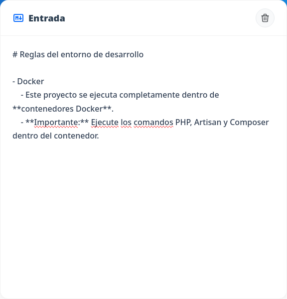 Pantalla de entrada de Markdown