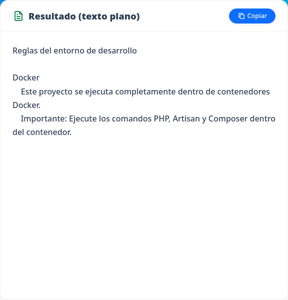Pantalla de salida de texto plano