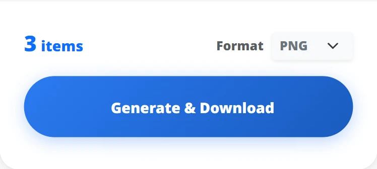 Screenshot of the bulk QR code generation and ZIP file download screen