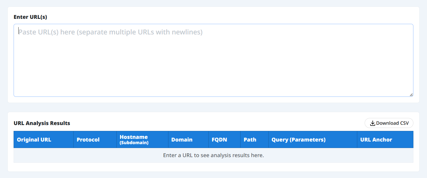 URL Structure Checker input screen