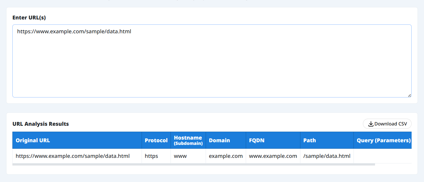 URL Structure Checker analysis results display