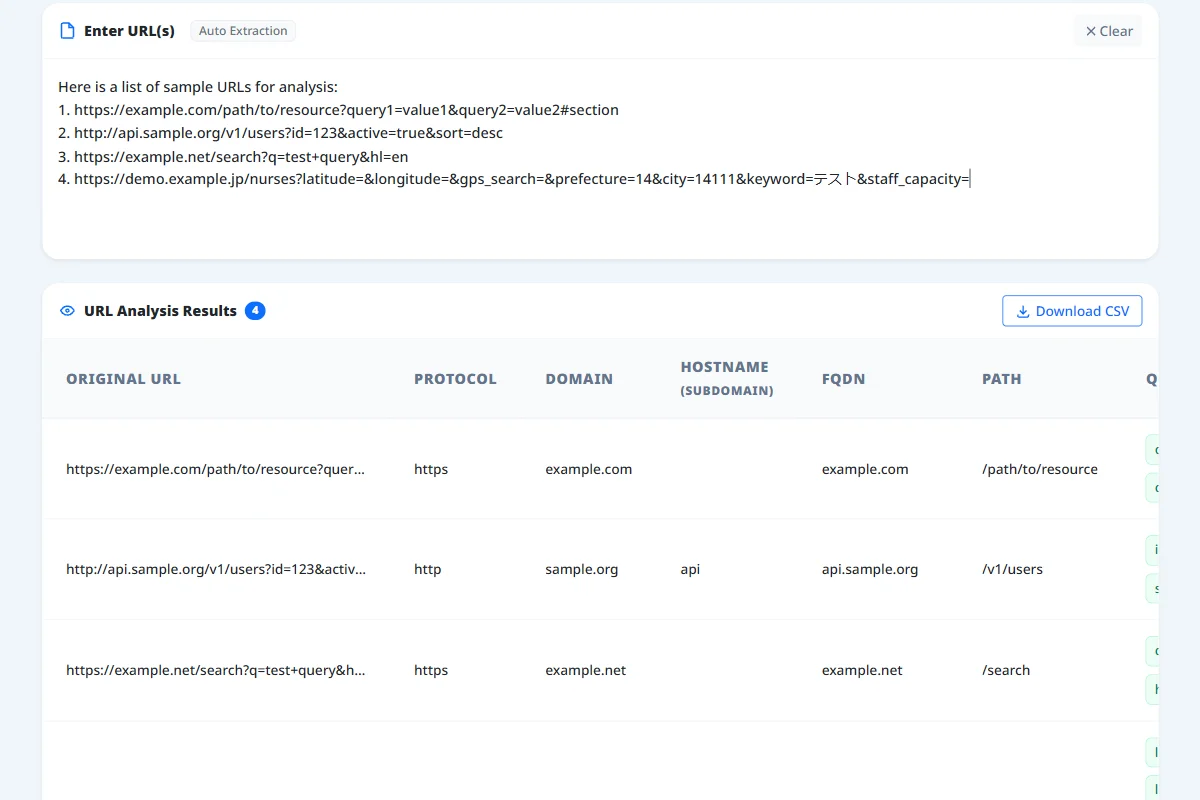 URL Structure Checker analysis results display