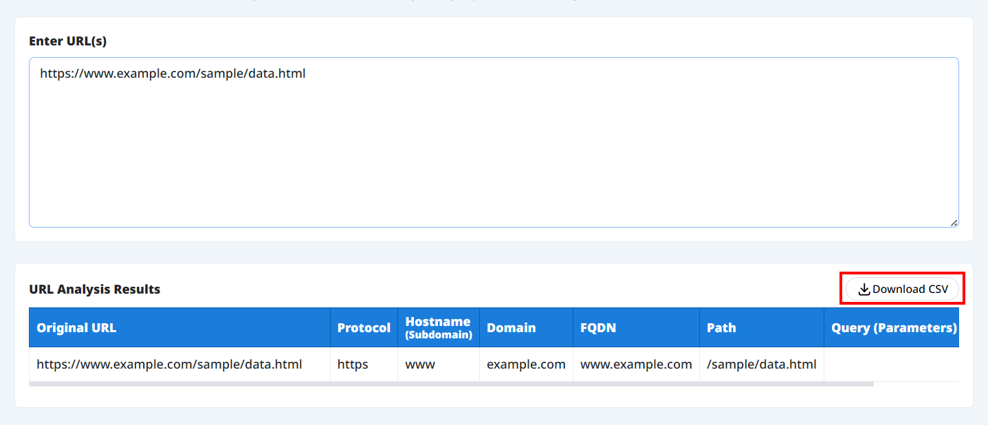 How to download URL analysis results as CSV