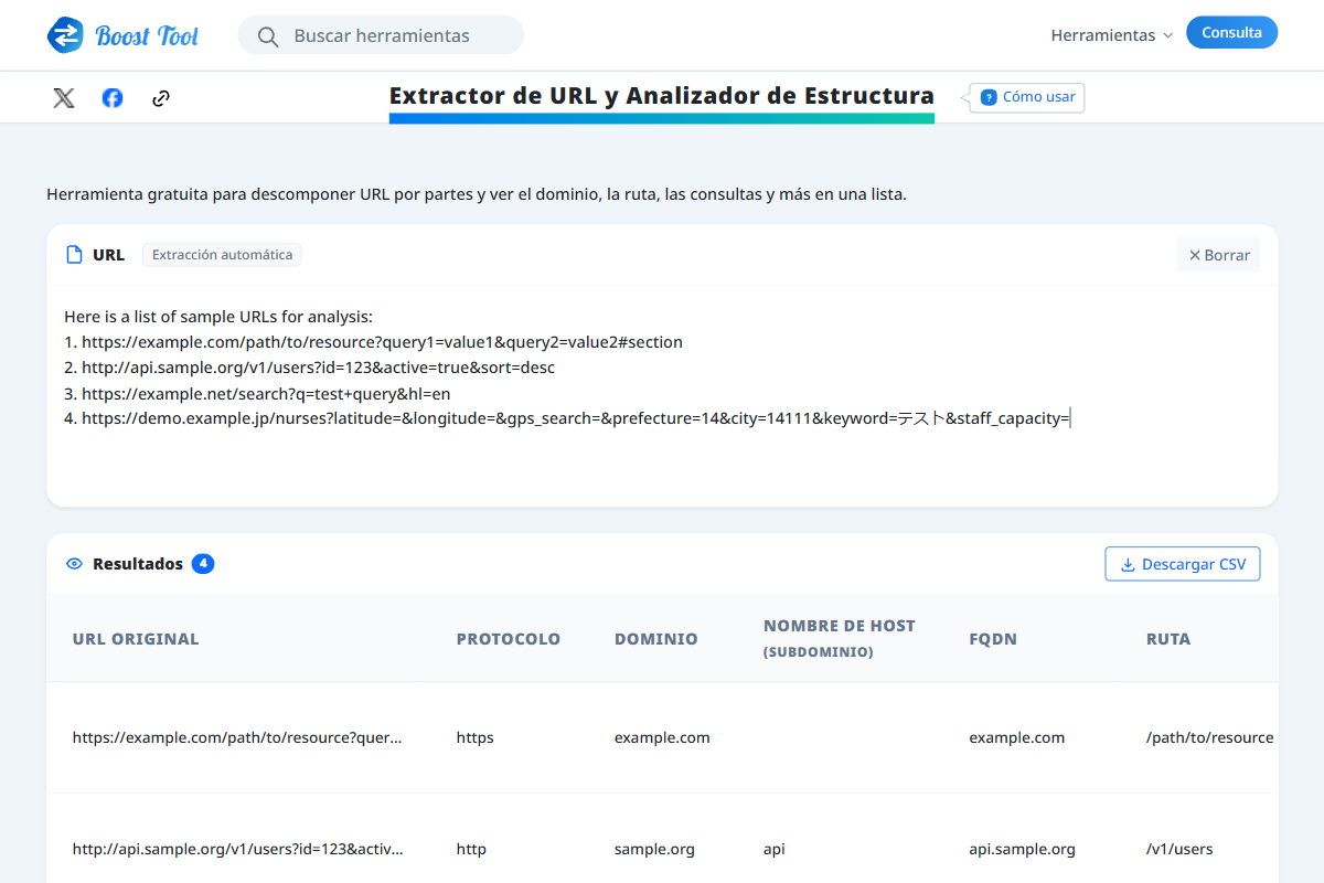 Descargando resultados de análisis de URL como CSV