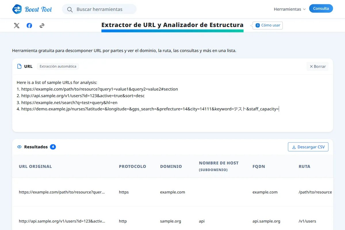 Descargando resultados de análisis de URL como CSV