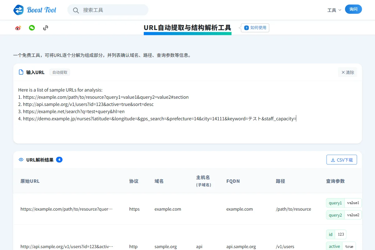 将URL分析结果下载为CSV