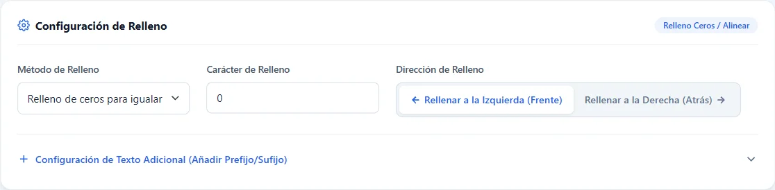 Relleno con ceros para que coincida con el mayor número de dígitos introducido.